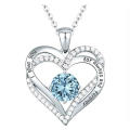 UNIQ Love Heart Pendant Necklaces Birthstone Zirconia Birthday Jewelry Gift for Women Girls